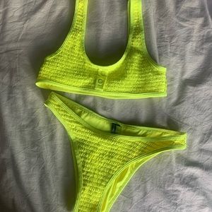 Kendall + Kylie Neon Yellow Henley Bikini